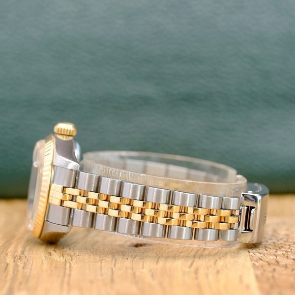 ROLEX DATEJUST WHITE ROMAN DIAL DIAMOND 18KY & STEEL JUBILEE WATCH 26 MM 69173 - Picture 6 of 14